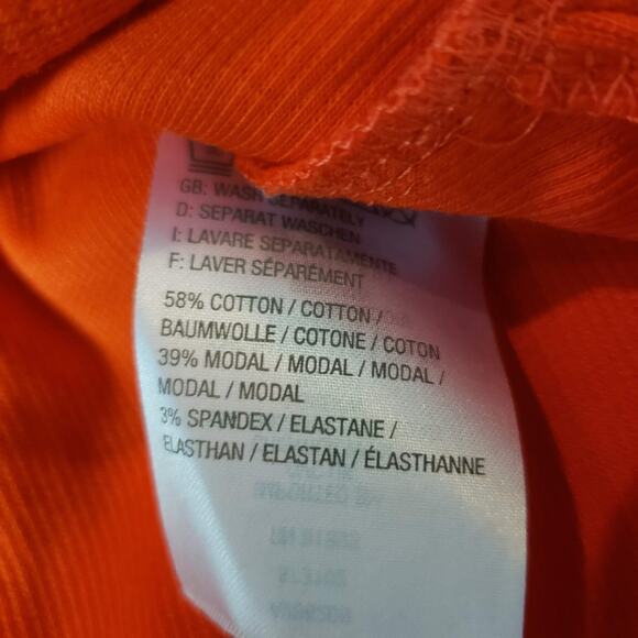 H by Halston Button Down Shirt Top Long Sleeve Tangerine Casual Ribbed - M - Picture 6 of 8